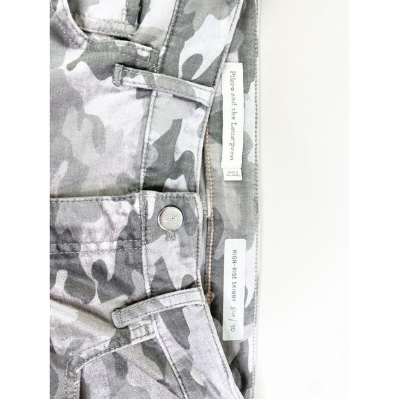 Pilcro & Letterpress Sz 30 High Rise Skinny Velour Textured Gray Camo Pants EUC - Picture 8 of 9